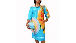 poncho top dress blue handpainting flowers